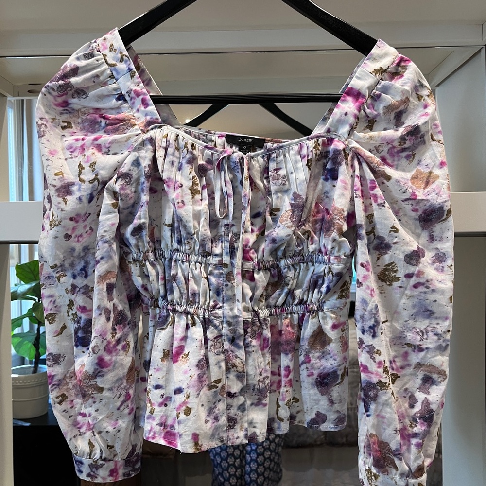 JCrew Floral Square Necked Top